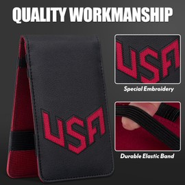 LZFAN Golf Scorecard Holder & Yardage Book Cover, Golf Accessories Black Premium Leather Yardage Book Holders Cover (Red)