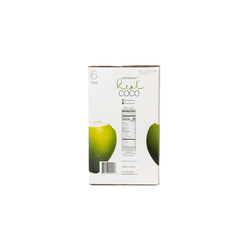 Real Coco Organic Pure Coconut Water 500mL, 100% USDA Organic