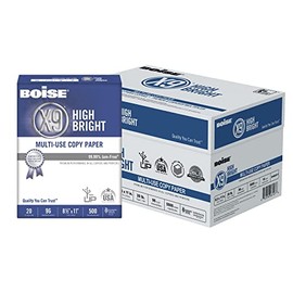 Boise® X-9® High Bright Multipurpose Copy Paper, Letter Paper Size, 108 (Euro)/96 (US) Brightness, 20 Lb, White, 500 Sheets Per Ream, Case Of 10 Reams