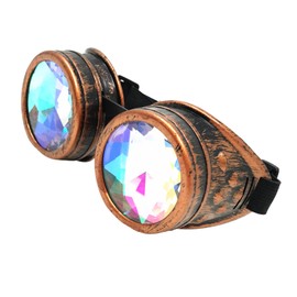 UMBRELLALABORATORY Rave Kaleidoscope Goggles Vintage style Steampunk Glasses Rainbow Diffraction Lenses