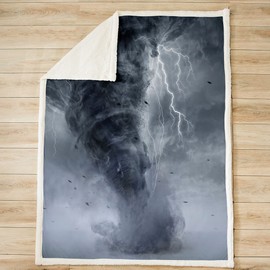 3D Tornado Throw Blanket Lightning Fleece Blanket Natural Disaster Bed Blanket for Couch or Bed Tornado Pattern Blanket Soft Warm Lightweight for Kids Adults Women Gift(40x50 Inches)