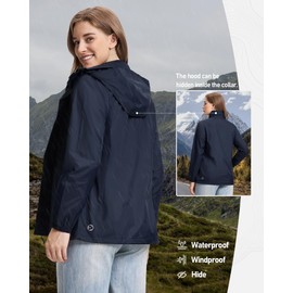 Outdoor Ventures Womens Rain Jacket Lightweight Packable Waterproof Rain Coat with Hood for Travel Golf Hiking Windbreaker