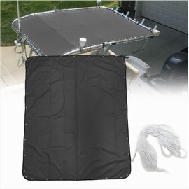 Boat T-Top Shade Canvas Cover - Center Console Bimini Shade Top for T-Top Boats, Marine-Grade 600D Waterproof UV Resistant Fabric (66" L x 55" W-Black)