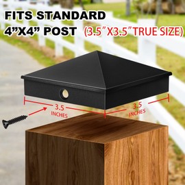 Dunzy 4 x 4 Post Caps Aluminum Pyramid Post Caps Cover Fence Deck Post CAPS for 4'' x 4'' Nominal Posts (Actual 3.5'' x 3.5'') Sleeve with Screws for Outdoor Mailbox Dock Wood Posts(16 Packs)