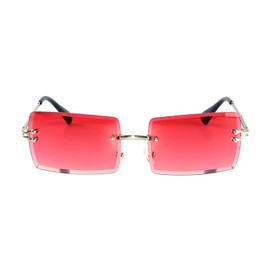 LASPOR Silver Rimless Sunglasses Rectangle for Men and Women 90s 2000s Retro Vintage Square Frameless Tinted Glasses Shades