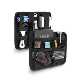 TACTICAL_GEEK EDC Organizer Board TCM8 Accessory Fastening Tool Thin Utility Bag Insert Panel Non-Slip Elastic Braided Board with Open Pockets & Mesh Pockets, Black