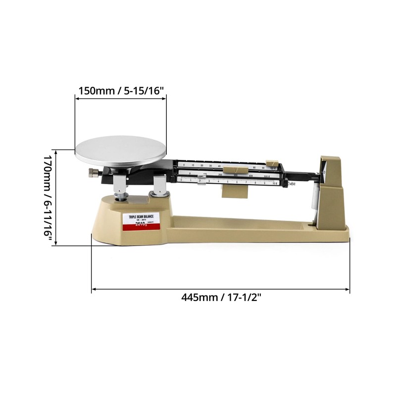 QWORK Triple Beam Mechanical Balance, 2 Pack 2610g/0.1g Lab Analytical
