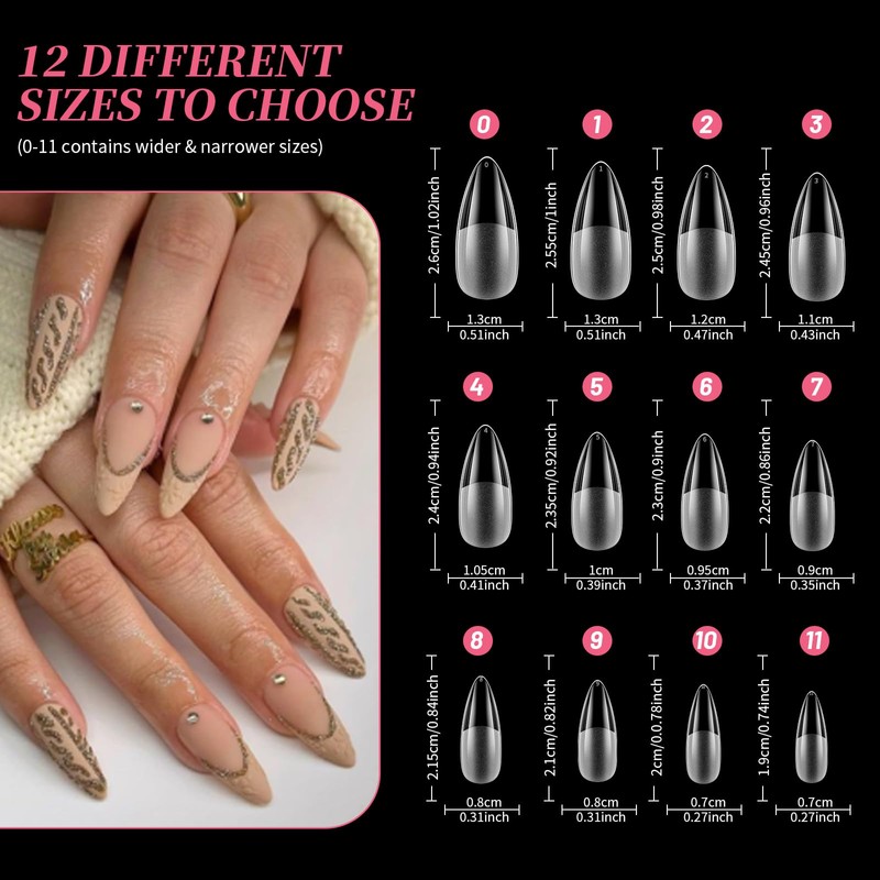 Venares Nail Tips Set, 120 Pieces Tips for Gel Nails,