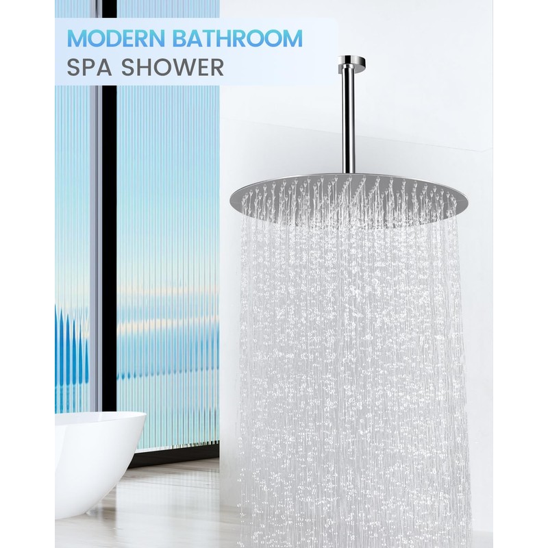 KINLIV 16 inch Large Ceiling Rainfall Shower Head Chrome -
