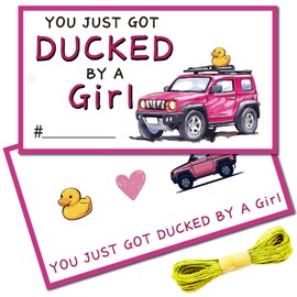 CREATCABIN 500Pcs Ducking Game Card Purple Double Sided Cruising Duck Tags with Hole Twine Tags Ducking DIY Party Greeting Card for You Just Got Ducked Holidays Game Friends Decor Gifts 3.5x2in