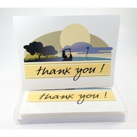 Simple Elegant Golf Theme Thank You Note Card - 10 Boxed Cards & Envelopes