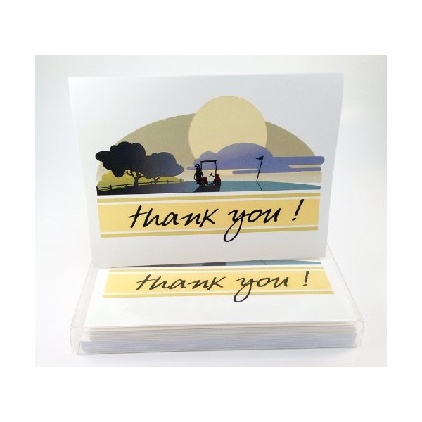 Simple Elegant Golf Theme Thank You Note Card - 10 Boxed Cards & Envelopes