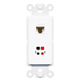 RiteAV - Cat6 Speaker Jack Port Wall Plate Decorative (Rocker) White