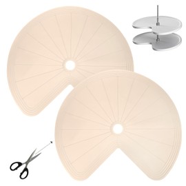 2 Pcs Lazy Susan Shelf Liner: Silicone Lazy Susan Liner for Dual Tier Pie Cut Lazy Susan Organizer,Non-Slip Thermal Protection Lazy Susan Mat (Khaki, 28")