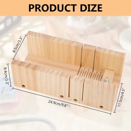 PH PandaHall Wooden Soap Cutting Box, Soap Loaf Cutter Soap Cutter Adjustable Wood Soap Cutting Tool Soap Trimming for DIY Handmade Soap Making, Candles Trimming, 1 Piece, 25x11.5x8.5cm