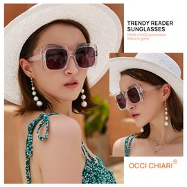OCCI CHIARI Reader Sunglasses Women 1.25 Oversized Reading Sunglasses 1.0 1.25 1.5 1.75 2.0 2.25 2.5 2.75 3.0 3.5 (Transparent, 1.25)