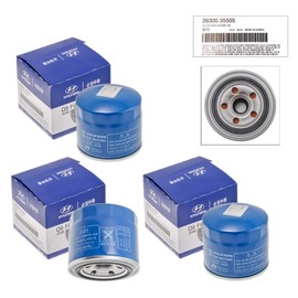 Set of 3 Genuine OEM Hyundai Oil Filter 26300-35505 + Plug Gasket For Hyundai/Kia