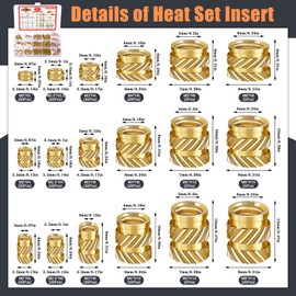 307 Threaded Inserts for Plastic Set, M2-M6 Heat Set Insert with M2-M8 Soldering Iron Tips, Brass Heat Set Insert Tool Metric Knurled Nuts Assortment Kit for Plastic and 3D Printing