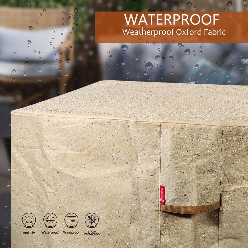 SheeChung Gas Fire Pit Cover Square 600D Heavy Duty Patio