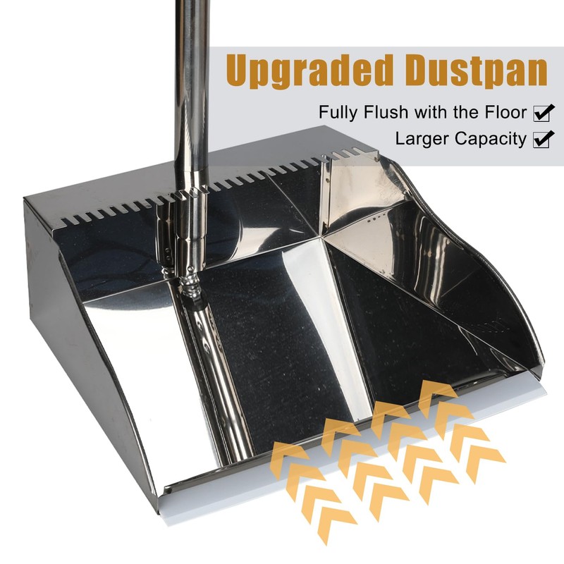 Stainless Steel Dustpan Metal Dustpan with Handle Heavy Duty Dust