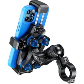 Kewig Motorcycle Phone Mount- [Vibration Dampener] [High-Speed Secure Lock] Motorcycle Cell Phone Holder, Bike Phone Handlebar Mount for 4.7-7.2" Smartphone