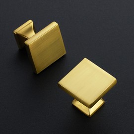 Home Expert 30 Pack Cabinet Knobs Gold Kitchen Cabinet Knobs Gold Knobs for Dresser Drawers Brushed Brass Kitchen Hardware for Cabinets Square Drawer Pulls