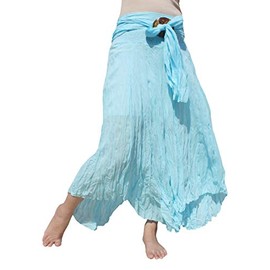 Svenine Brand Wild Light - Falda Larga de algodón con Hebilla de Coco, Azul Claro, XXL
