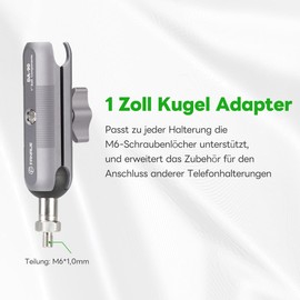 FANAUE 1 Zoll Kugel Adapter Kompatibel mit RAM Mounts B Größe Doppelsockelarm, mit M6 x 1.0 Gewindepfosten, Befestigen Jede Unterstützt die 1" Kugel Montage Modus Fahrrad Motorrad Handyhalterung