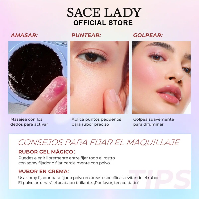Sace Lady Crema 3 En 1 Rubor, Labial Y Sombra
