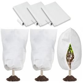 BUKYCAT Pack of 3 Winter Protection for Plants, Winter Protection for Pot Plants with Zip Drawstring, Frost Protection for Plants Made of Non-Woven Fabric, Tear-Resistant, Palm Trees and Balcony