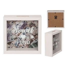 makio White Money Box - Travel Fund (15 x 15 cm), with Hanging Hook