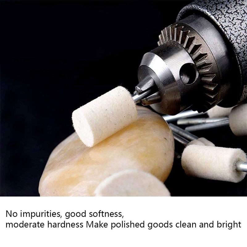 100Pcs Felt Polishing Wheels Wool Polishing Buffing Pads, Mandrel Mounted