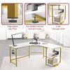 Gezen L Shaped Desk with Storage Shelves, Reversible Corner Computer
