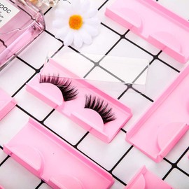 Frcolor False Eyelash Case, False Eyelash Storage Case, False Eyelash Storage Box, Cute, Travel, Portable, 50-Piece Set, Pink