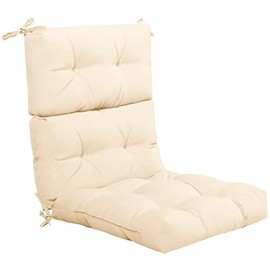 Giantex Tufted Patio Cushion, Outdoor High Back Chair Pads 4.5 Inch Thick, with 4 String Ties, Patio Seat Cushion for Swing Bench Wicker Furniture, Indoor Floor Cushion Beige