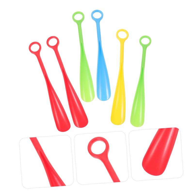 Baluue 6pcs Long Handle Shoe Horns Comfortable Grip Shoehorns for
