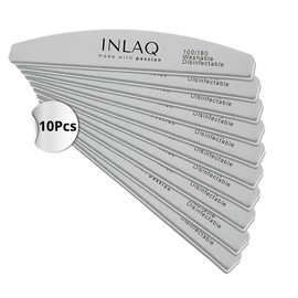 INLAQ® Nail File 100/180 for Nails, Manicure Nail Files, Double-Sided Nail Files for Gel Nails, Washable and Reusable, Colour: Grey