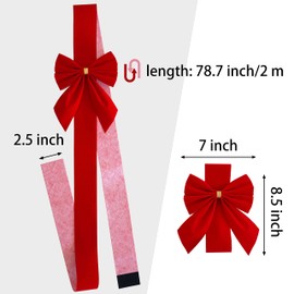 Ruwen 6 PCS Christmas Red Velvet Cabinet Door Ribbon and Bows, Thick Velvet Bow for Cabinets Furniture and Kitchen Christmas Party Decorations (red) (rw-052)