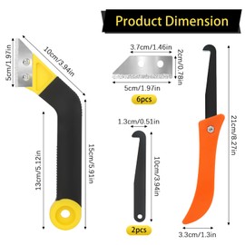 QOUBNIC Fugenkratzer Fliesen, Abgewinkelter Fugenreiniger Fliesen Fugenkratzer, Fliesenfugen Entfernen mit 8 Ersatzklingen für Die Fliesenreinigung, Die Reinigung Bodenfliesen