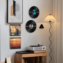 Likesing Vinyl Record Wall Mount, Acrylic Vinyl Wall Mount, Pack of 2 Vinyl Record Storage, Vinyl Holder Wall for Records and Photos 11.3 x 11.3 x 0.5 cm, Black
