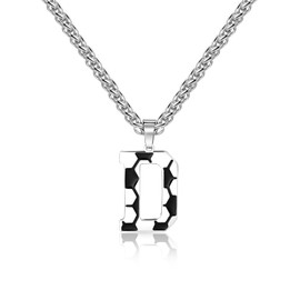 Lantine Football Letter Necklace for Boys A-Z Football Pendant Stainless Steel Letter Chain 55 cm Chain Football Gifts for Boys and Girls, Stainless Steel