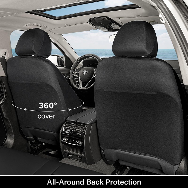 Coverado Seat Covers, Car Seat Covers Full Set, Black Front