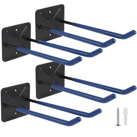 ZexHok Steel Garage Storage Hooks Wall Tool Organizer, 12.4 Inch Garage Hook Heavy Duty Utility Storage Hangers Blue for Ladders, Chairs, Garden Tools, Set of 4