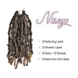 Niseyo 10 Inch Soft Butterfly Locs Crochet Hair 6 Packs Handmade Pre Looped Distressed Faux Locs Crochet Butterfly Braids (10 Inch - 6 Packs, T27)