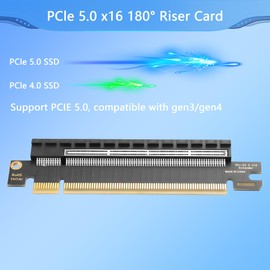 CERRXIAN PCIe 5.0 x16 Riser Card, PCI Express 5.0 16X Extension Slot Protection Test Card, for Computer 1U/2U/3U/4U Server Enclosure, 180 Degree