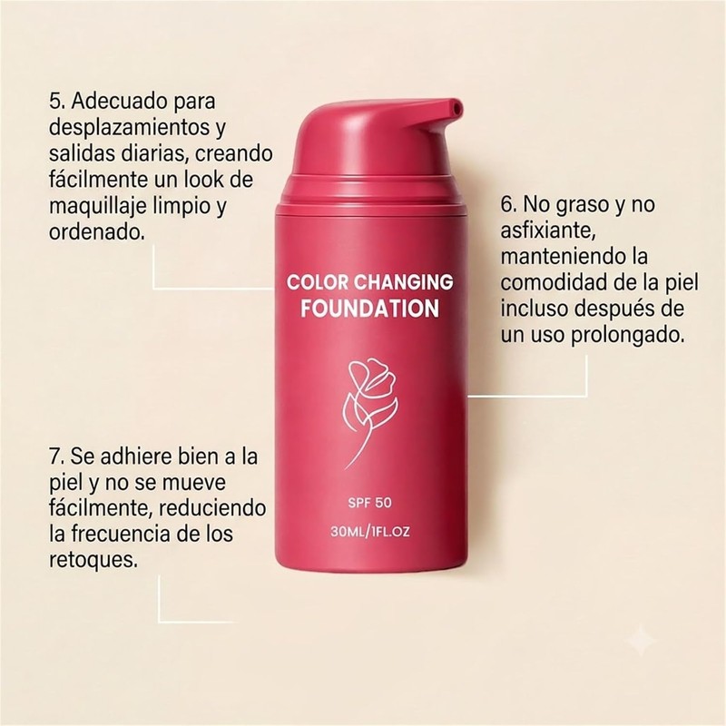 Base de Maquillaje Coreana que Cambia de Color para Pieles