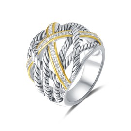 UNY Ring Twisted Cable Wire Weave Designer Fashion Brand David Womens Vintage Valentine Love Gifts Rings