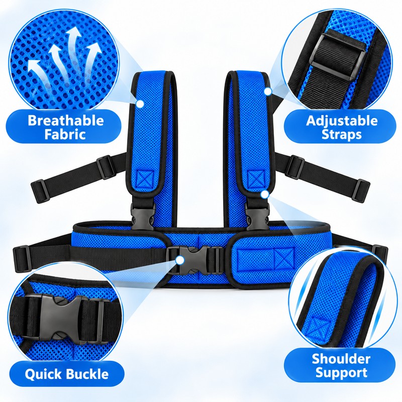 Adjustable Wheelchair Shoulder Harness with Breathable Padded Straps for Everyday