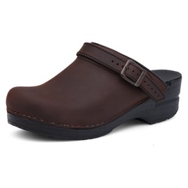 Dansko Ingrid Sling Back Mule Clog for Women - Anti-Fatigue Rocker Bottom Promotes Forward Foot Motion - Premium Leather Uppers for Long-Lasting Wear Antique Brown/Blk 4.5-5 M US