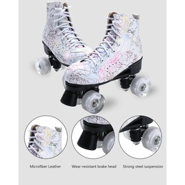 Ugboiu Roller Skates for Men and Women, Derby Roller Skates with 4 Shiny Wheel, Classic Double-Row Roller Skates for Indoor and Outdoor